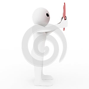 3d man holding target board near head and sneaking from behind it illustration
