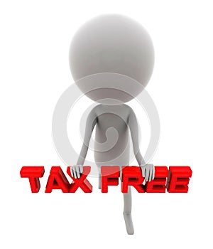 3d man holding tax free concept