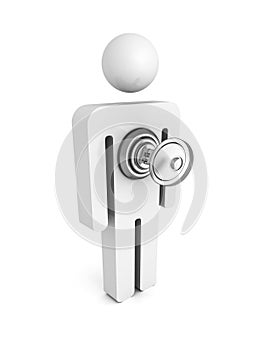 3d man icon with lock key