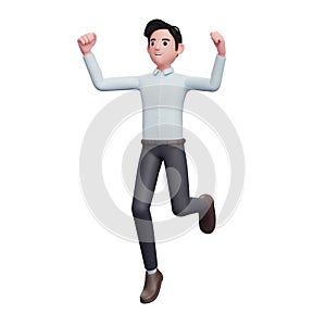 3d man jumping in the air celebrating