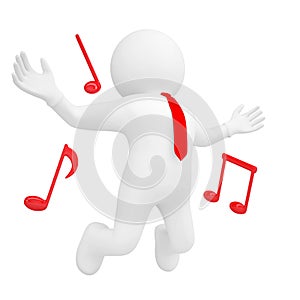 3d man jumping up and music sign