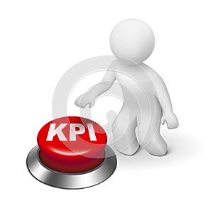 3d man with KPI ( Key Performance Indicator ) button