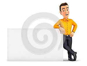 3d man leaning against white wall