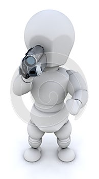 3D man making a home video