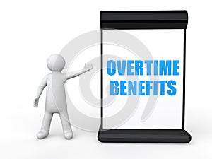 3d man with overtime benefits billboard