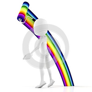 3d man painting a rainbow