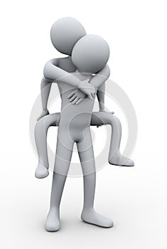 3d man piggyback
