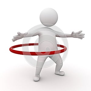 3d man playing hula hoop