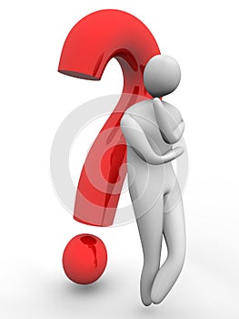 3D man and question mark