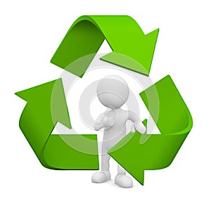 3D Man With Recycle Symbol