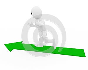 3d man running on green arrow illustration