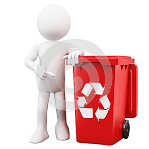 3D man showing a red bin