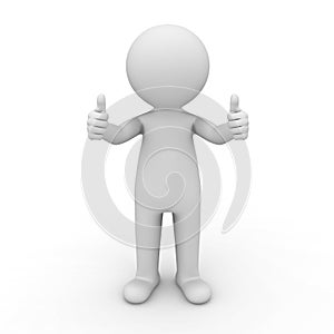 3d man showing thumbs up photo