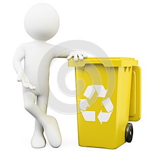 3D man showing a yellow bin