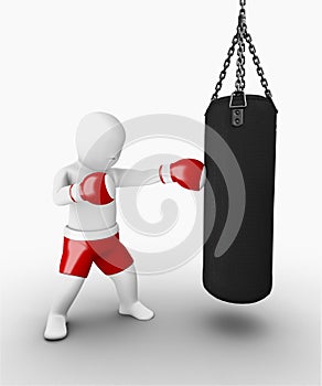3d man traning boxing