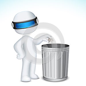 3d Man using Dustbin