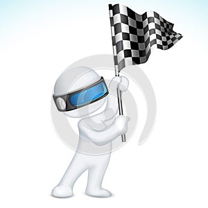 3d Man in Vector with Racing Flag