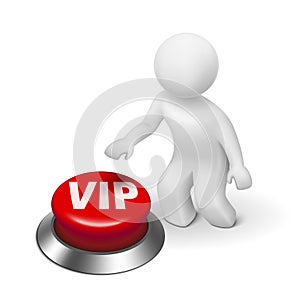 3d man with vip ( very important person ) button