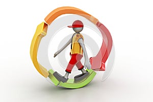 3d man walking in recycle icon