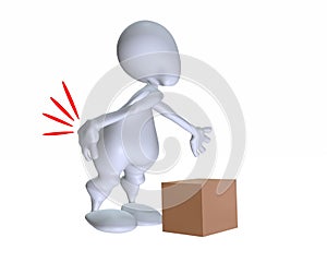 3d man workplace back injury while lifting a heavy box