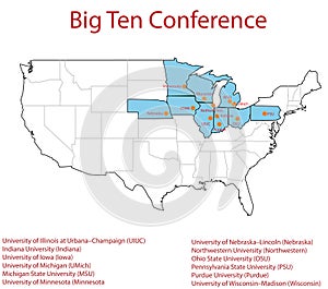 3d map of 12 universities in the big ten conferenc