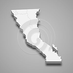 3d map of Baja California is a state of Mexico