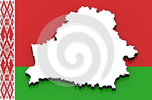 3D map of Belarus on the national flag