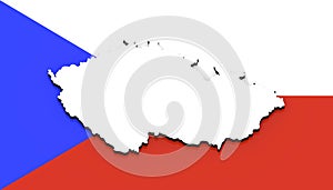 3D map of Czech Republic on the national flag