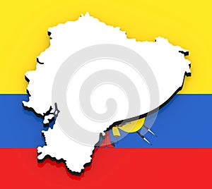 3D map of Ecuador on the national flag