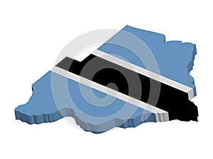 3D Map Flag of Botswana Vector illustration