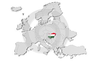 3D map, flag - Hungary