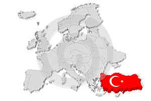 3D map, flag - Turkey