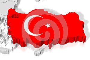 3D map, flag - Turkey