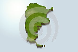 3D map green of argentina on White background