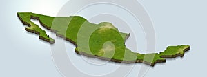3D map green of mexico on White background