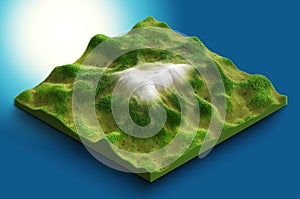 3d map isometric of mountain with vegetation and forest