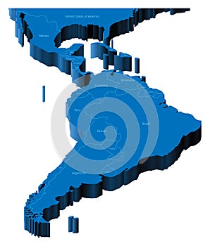 3d map of Latin America