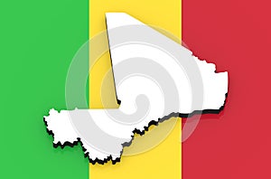 3D map of Mali on the national flag