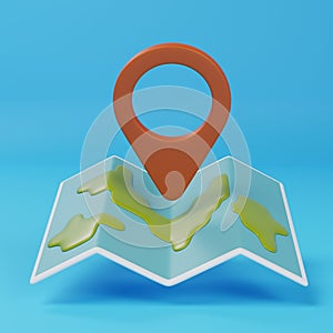 3D Map Pin Icon for Travel and Navigation. 3D Render