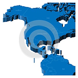 3d map of United States and Central America photo