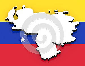 3D map of Venezuela on the national flag