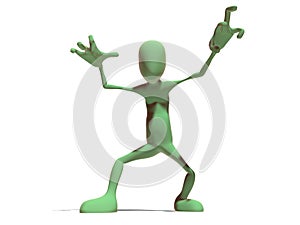 3D martian character in a zombie posture