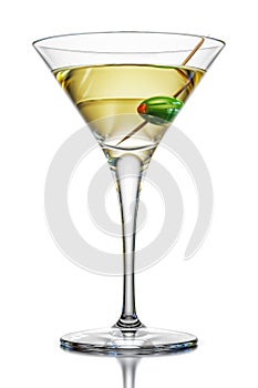 3D Martini Glass Isolated on White Background