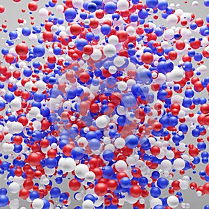 3d mass of red white and blue coloured spheres