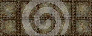 3d material steampunk grunge metal panel with rusty texture