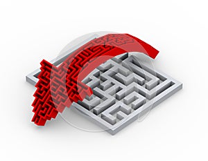 3d maze arrow shape jumping over labyrinth puzzle