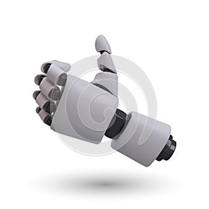 3D mechanical hand with bent fingers. Smart manipulator. Robotic programmable equipment