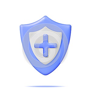 3D Medical Protection Shield with Health Cross.