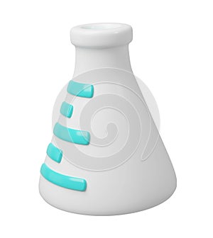 3d medical white flask. Scientific technology Medical. laboratory, biotechnology, chemistry, science concept. Trendy and