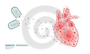 3D medicine heart medicine treatment. Human health diagnostics vascular organ system pill vitamins. Cardiology heart